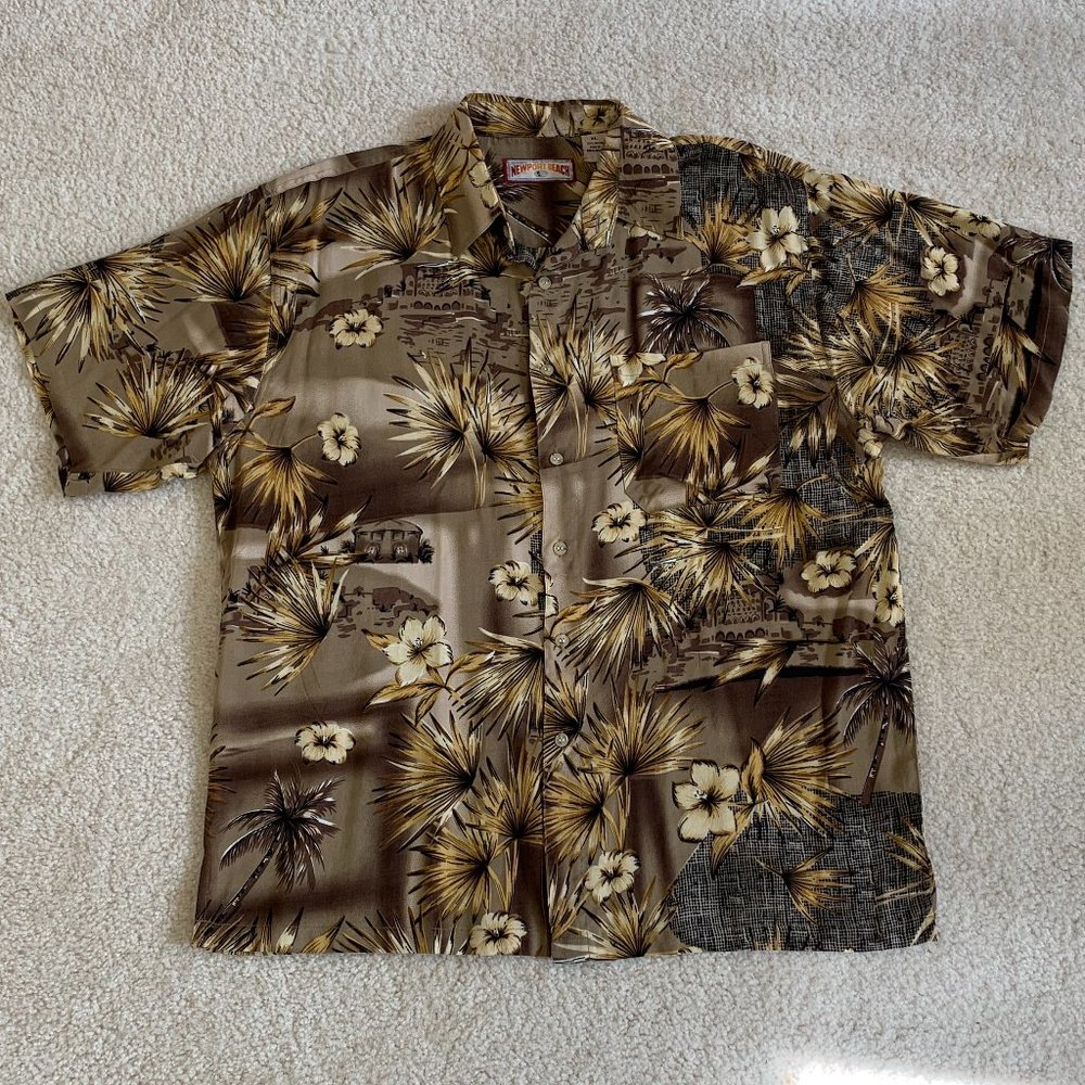 🎉HP🎉 VTG Men XL Brown Aloha Hawaiian Shirt, Short Sleeve, Pocket, Button Front